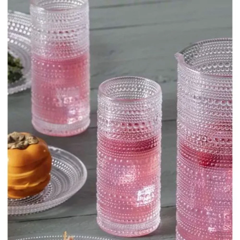 2pc Clear Fortessa Jupiter Collins Beaded Hobnail Highball Glasses 10.8oz